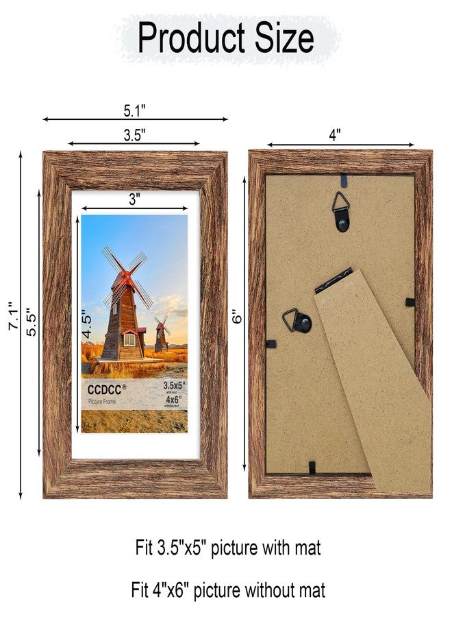 ccdcc 4x6 Picture Frame Set of 4, 4 x 6 Wood Photo Frames with Mat for 3.5x5, Natural Wooden Frame with Real Glass Cover for Wall and Tabletop Display,Rustic Brown - Image 5